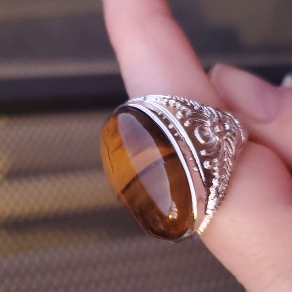 New Overzized Tiger Eye Adjustable 925 Silver Ring. - Picture 8 of 12